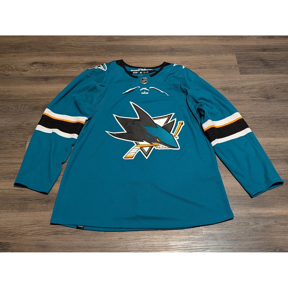 Adidas San Jose Sharks NHL Authentic Primegreen Jersey Teal Mens Size 52 Large